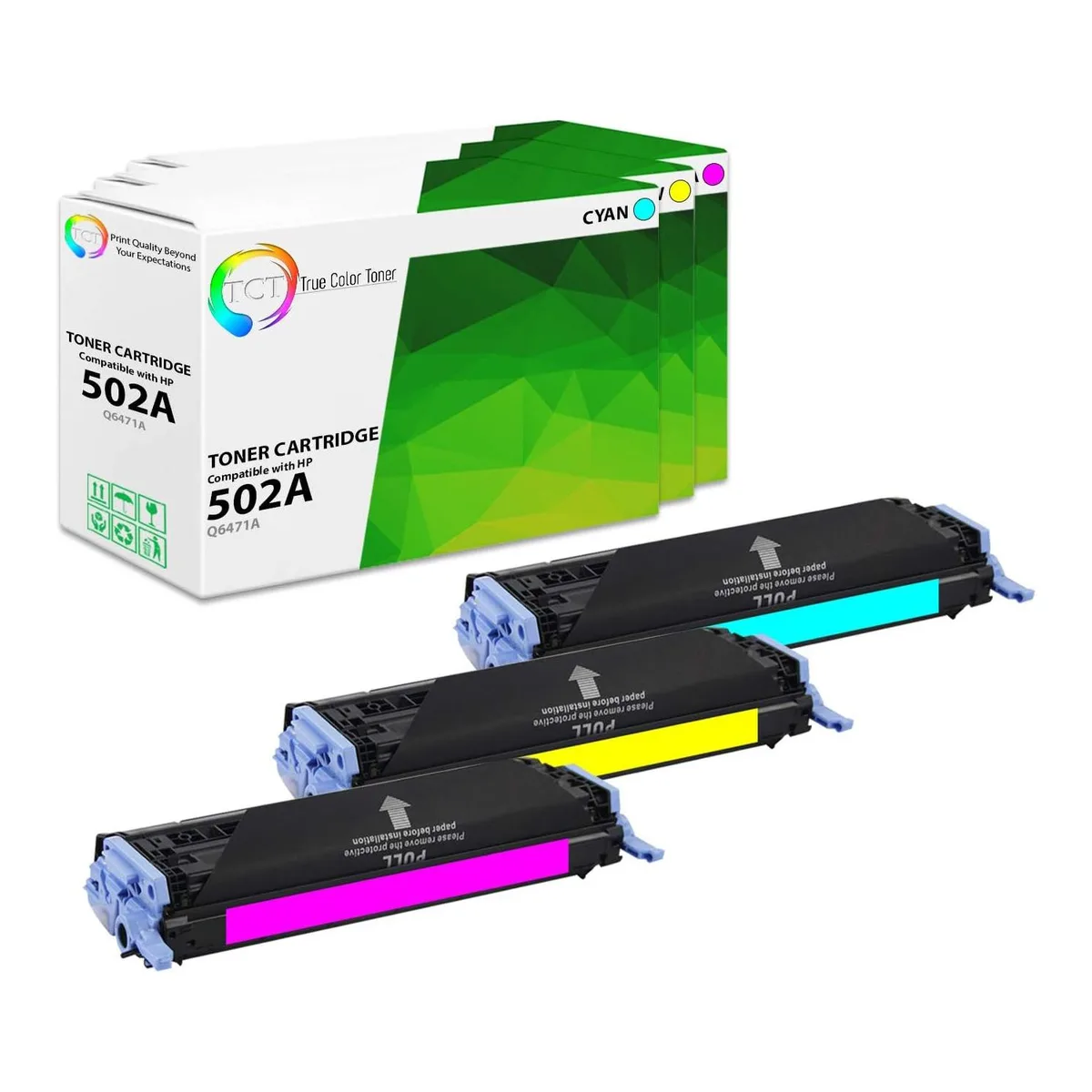 True Color Toner True Color Toner 502A 3-pack toner cartridge Q6471A Q6472A Q6473A 4000 pages — product photo