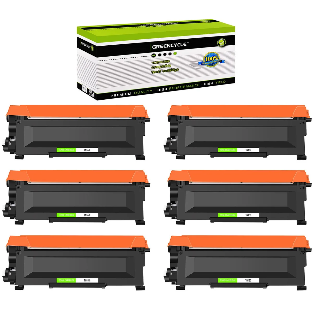 GREENCYCLE GREENCYCLE TN450/TN420 Compatible Toner Cartridge 6 Pack Black 2600 Pages — product photo