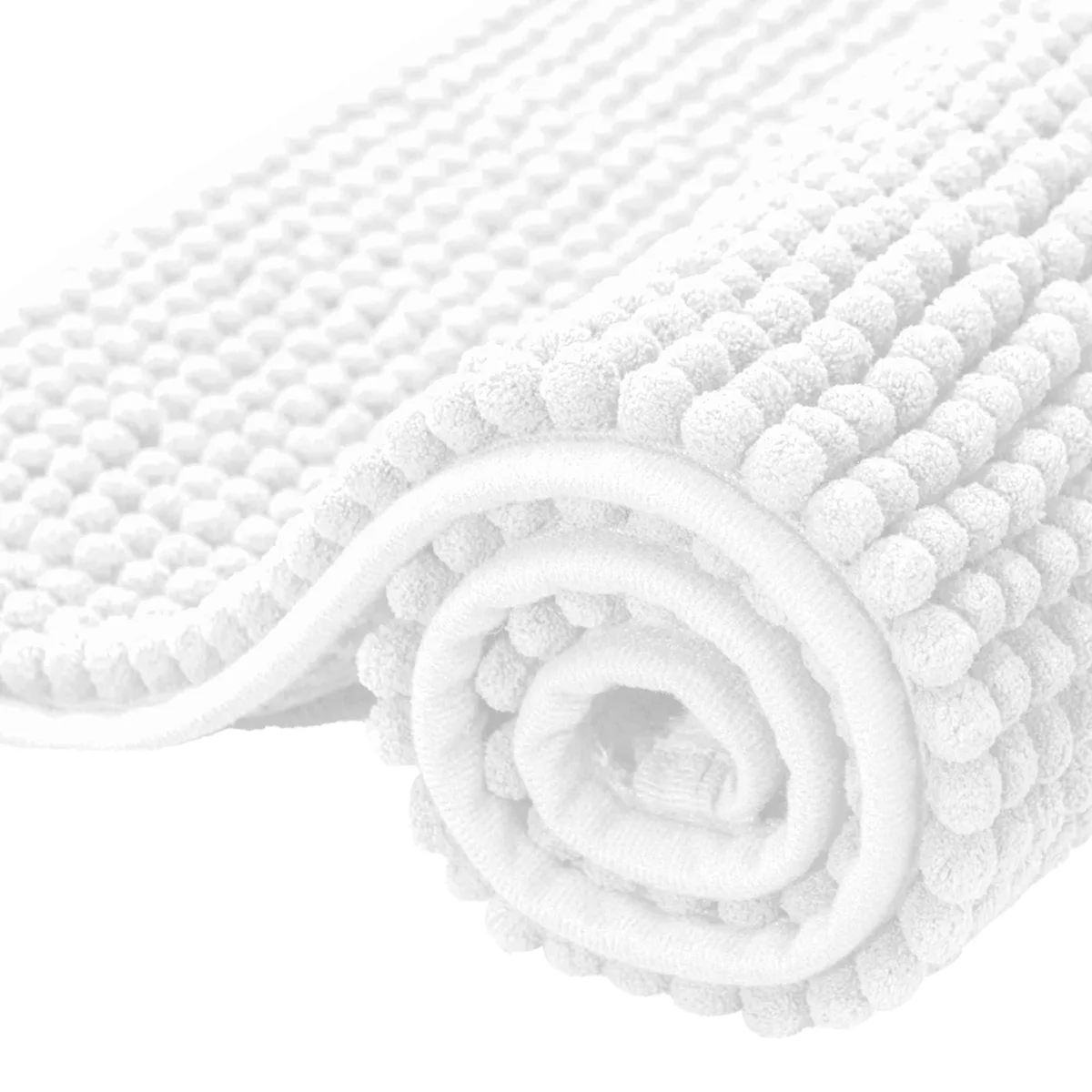  SUBRTEX Bath Rug White 18" x 24" Chenille 1400GSM .6" Pile — product photo