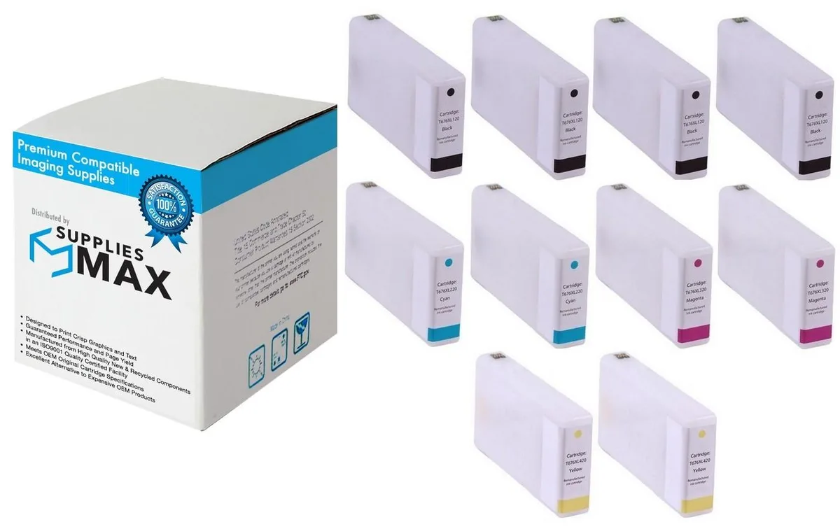 SuppliesMax SuppliesMax T676XL-4B2CS High Yield Inkjet Combo Pack (4BK/2C/2M/2Y) — product photo