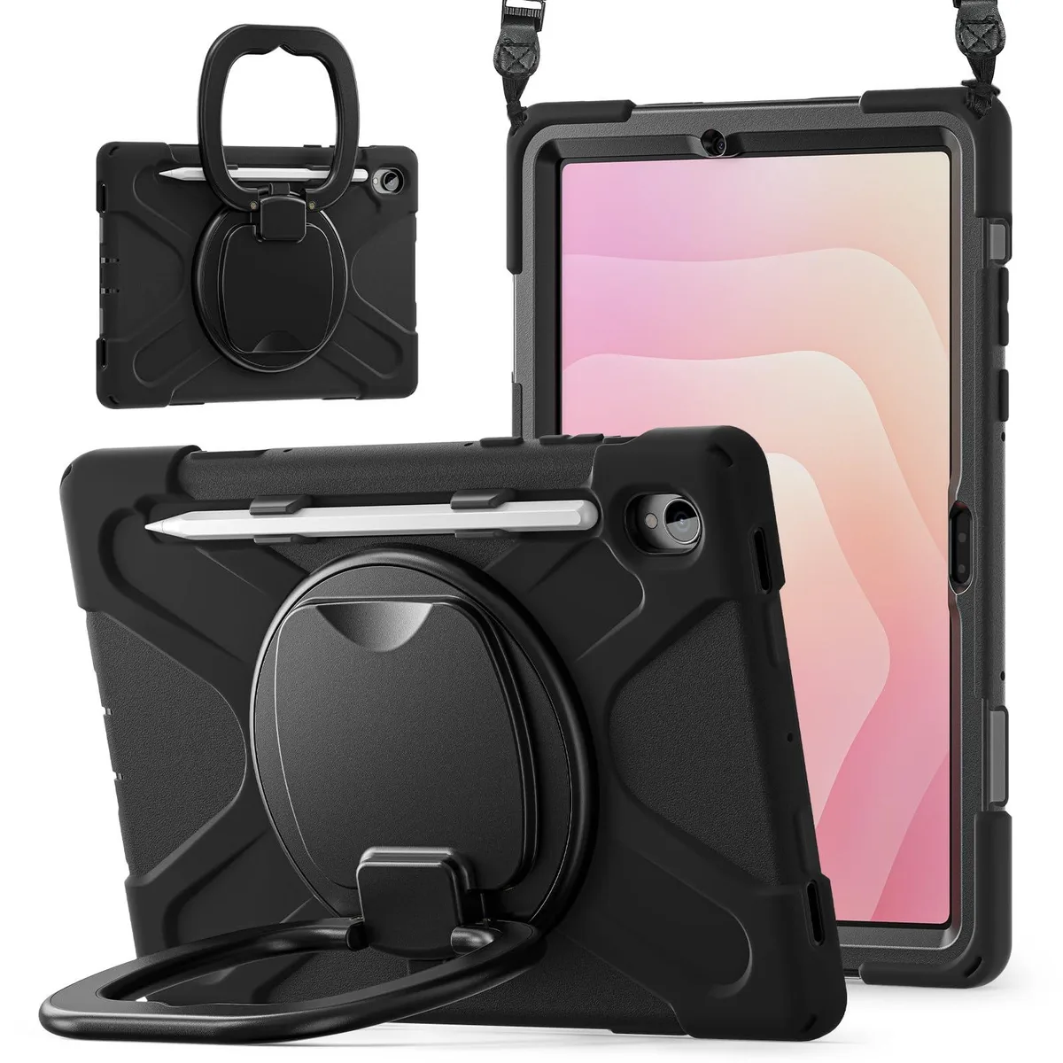 Timoom Timoom Rugged Silicone Case 11" 2025 Black Kickstand Strap S Pen Holder — product photo