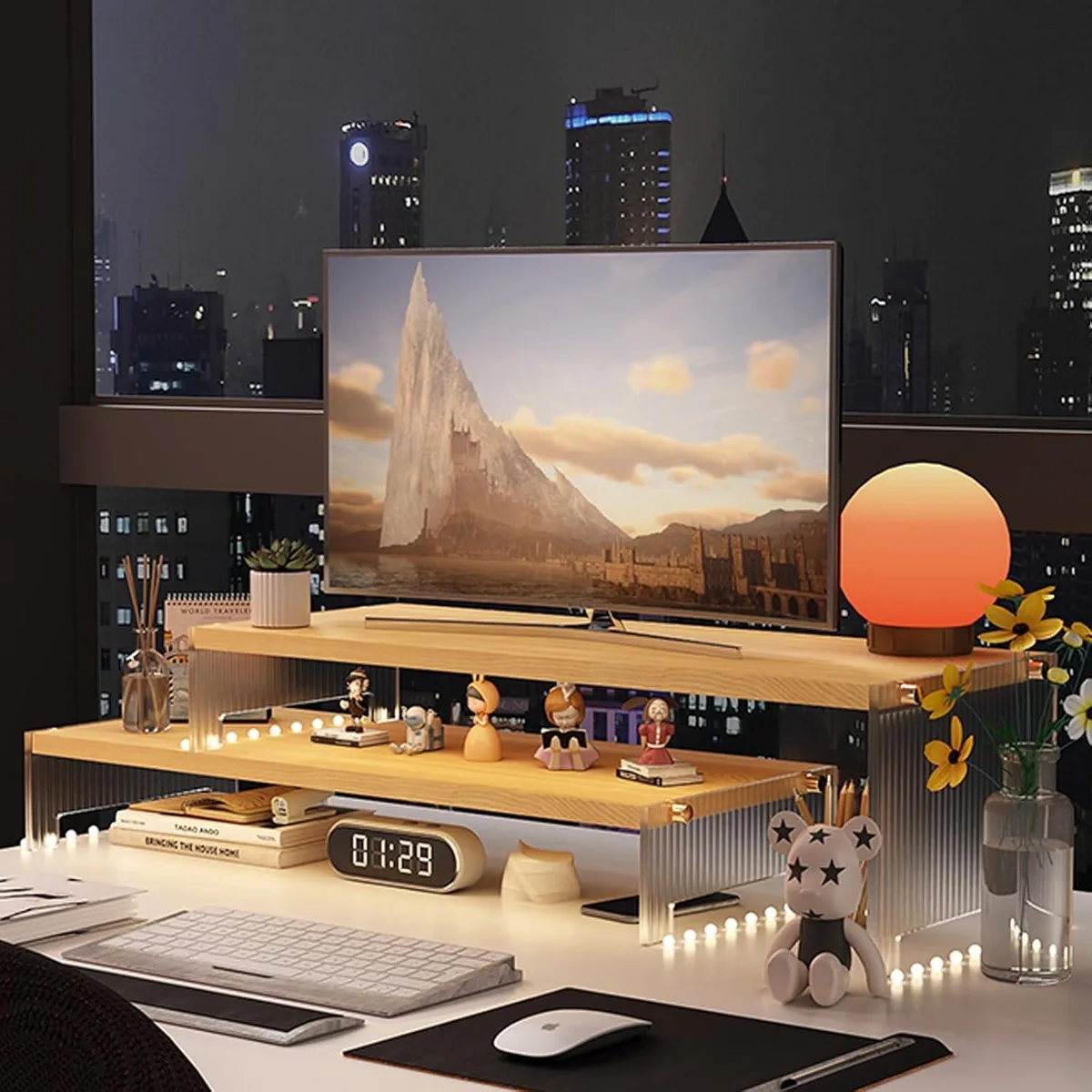 PISKEKAT PISKEKAT Server Rack 19.29×7.67 in Wood Adjustable Monitor Riser — product photo