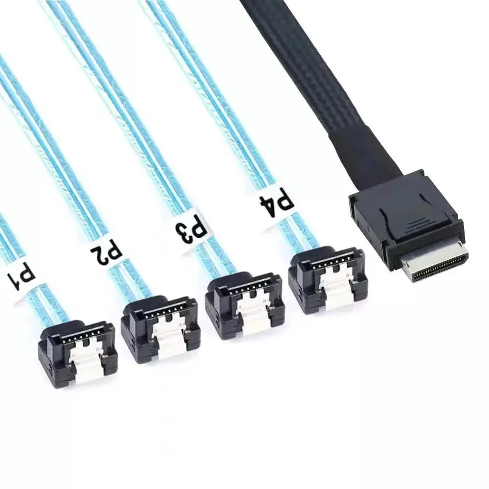 Vszerda Vszerda OCuLink SAS SFF-8611 4i to 4× SATA 7P 90° 100 cm — product photo