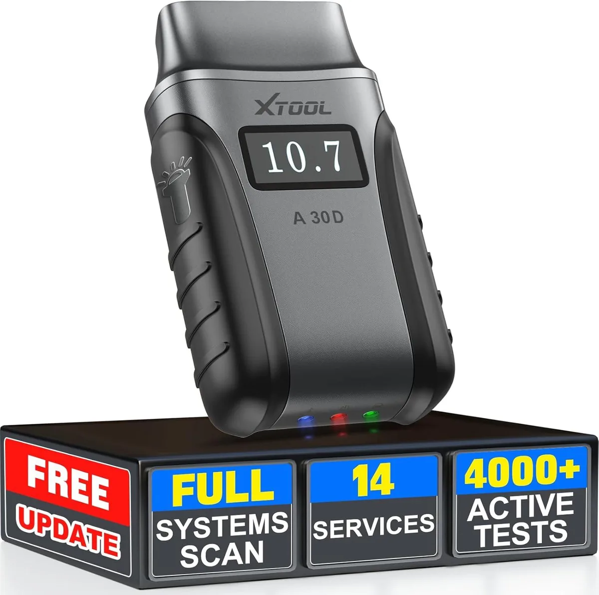 Compact wireless OBD2 scanner dongle with matte black finish