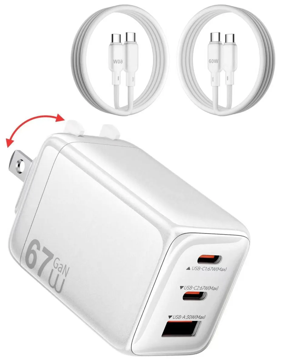  WIWU G026 67W GaN USB Charger White 3 Ports — product photo