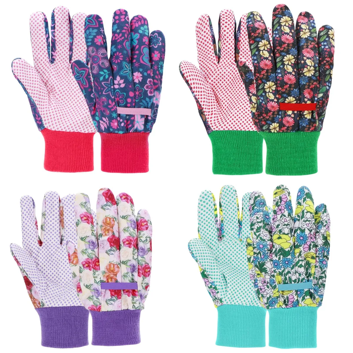  JUMPHIGH 4-Pair Floral Garden Gloves Large — product photo