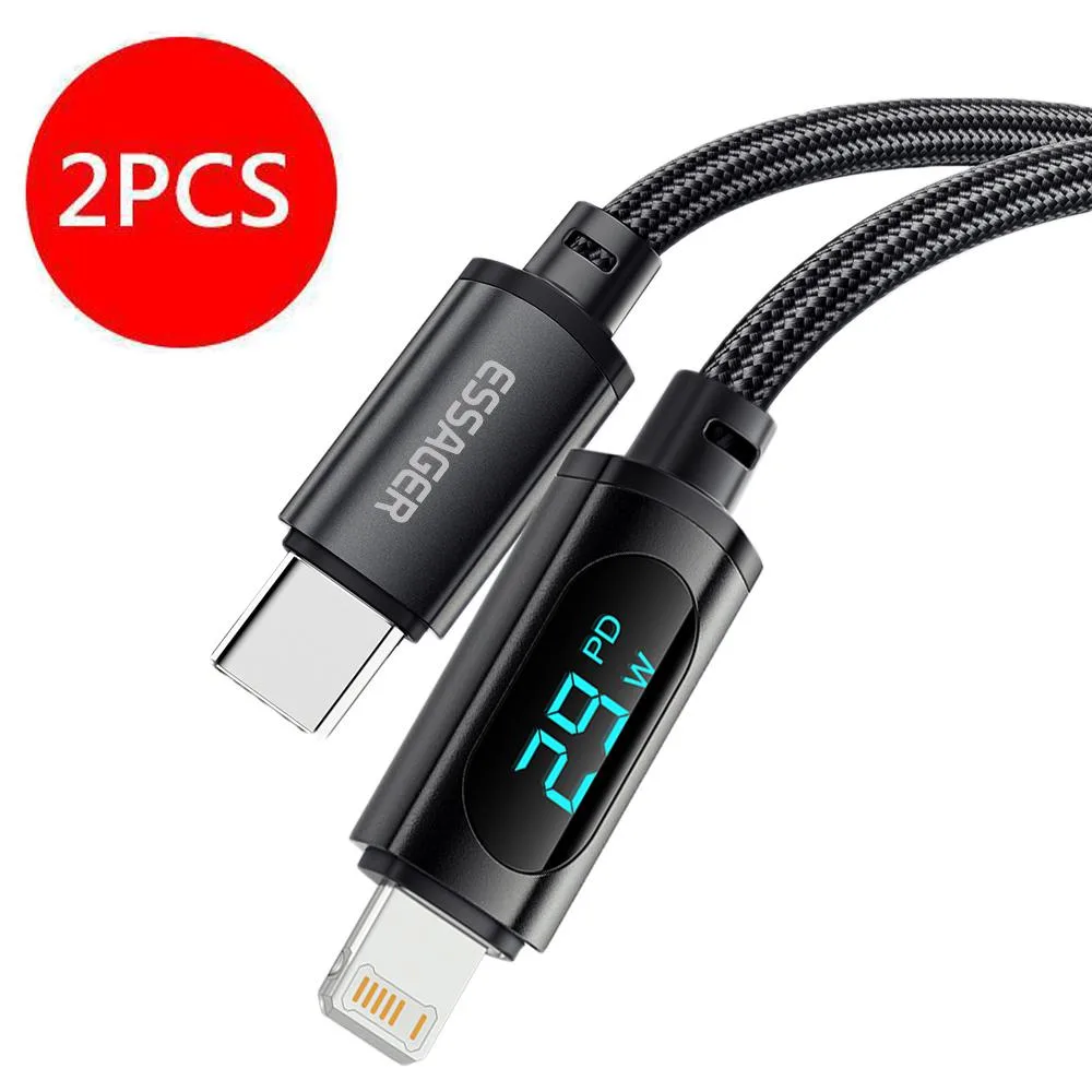 LUOM LUOM Essager XRI USB-C to Lightning Cable with LED Display 3.3FT 2-Pack 29W MFi Certified — product photo
