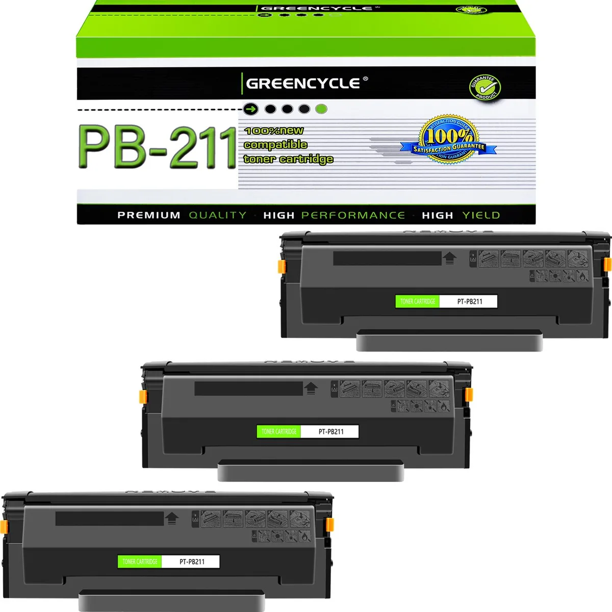 GREENCYCLE GREENCYCLE PB211 Black Toner Cartridge 3-Pack (1600 pages) — product photo