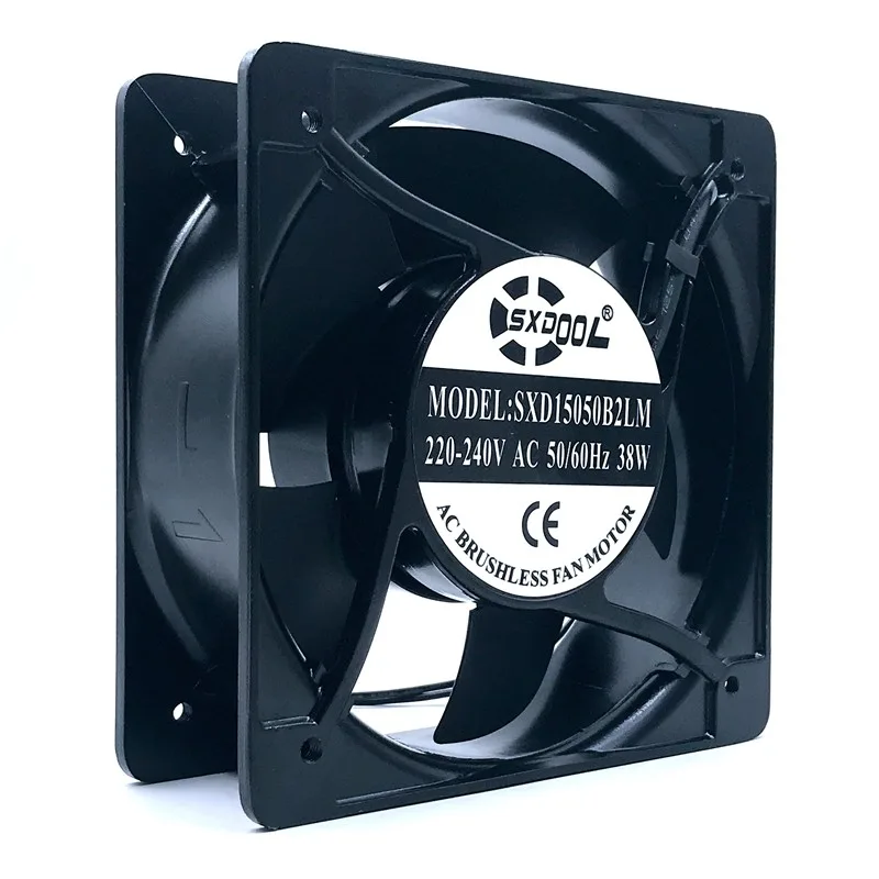 SXDOOL SXDOOL SXD15050B2LM 150*150*50mm AC 220-240V 38W 2400-2600RPM 195-230CFM IP67 case fan — product photo