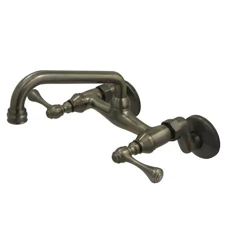 Antique brass wall-mount kitchen faucet with adjustable 6-inch centers