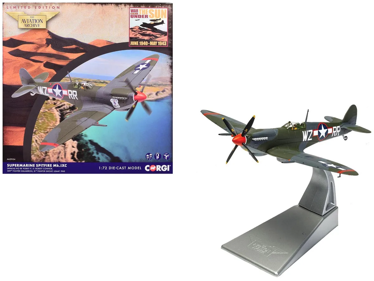 Corgi Corgi Supermarine Spitfire MkIXC 1/72 Diecast Model "Porky II" 309th FS 31st FG USAAF 1943 — product photo