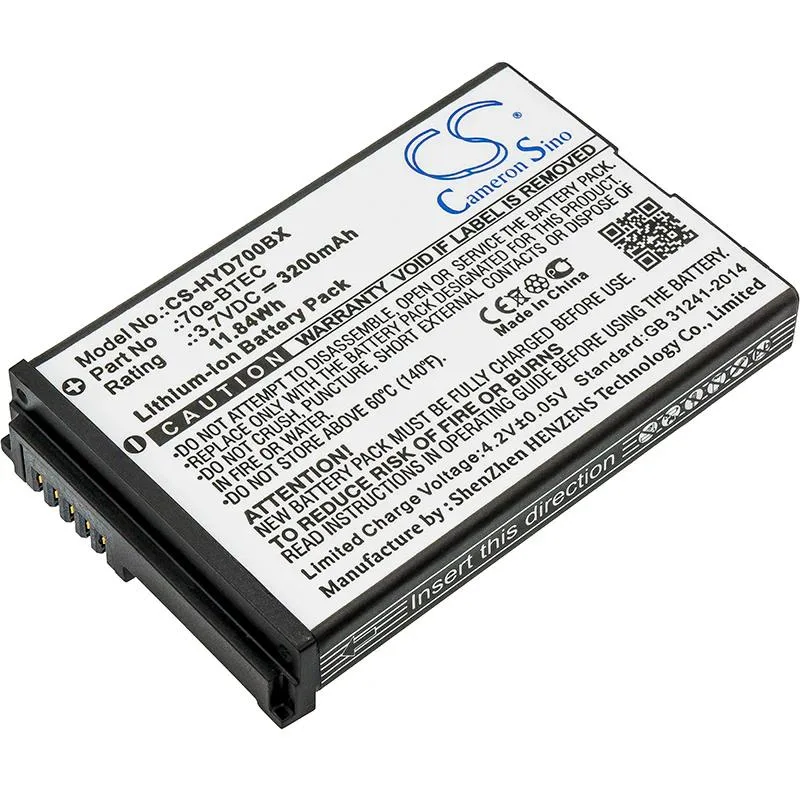 Rectangular black replacement battery with label visible