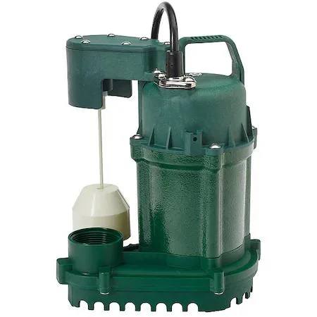 Zoeller 73-0001 submersible sump pump, cast iron and plastic body, vertical float switch, 1/3 HP 115V