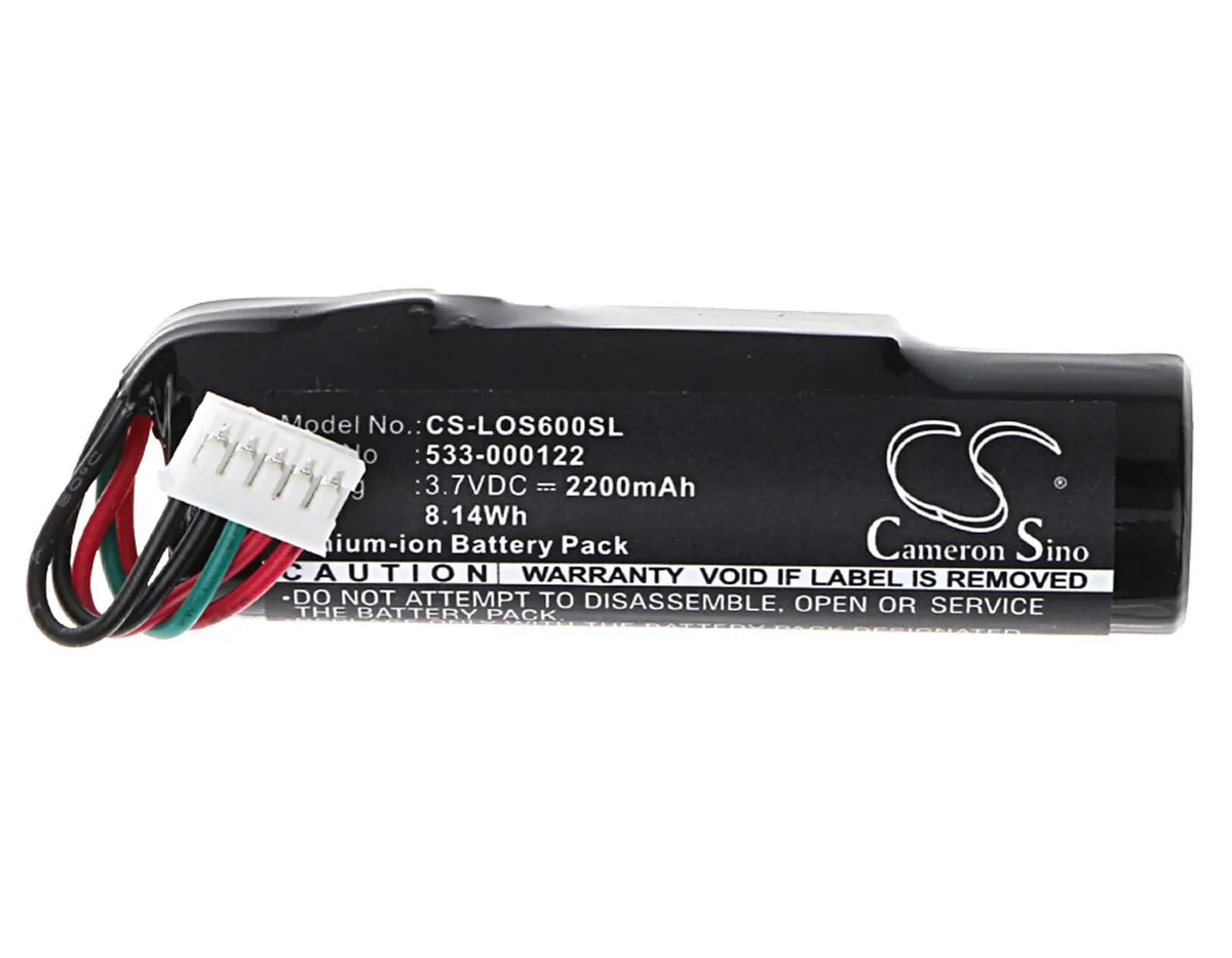 Rectangular lithium-ion battery pack, black plastic casing, connector cable attached