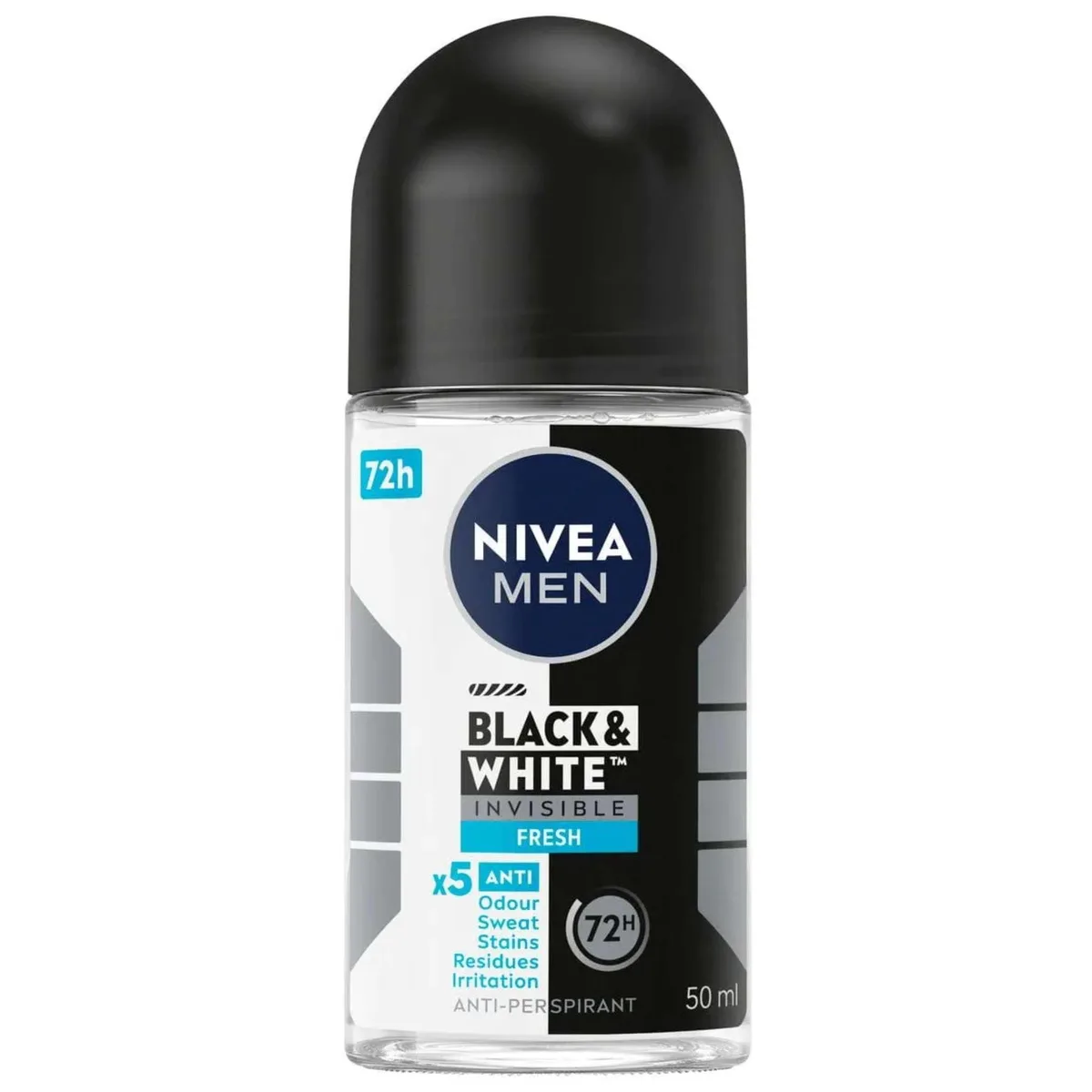 Nivea Nivea Men Black &amp; White Invisible Fresh Roll-On Antiperspirant Deodorant 50 ml 52132715561278 — product photo