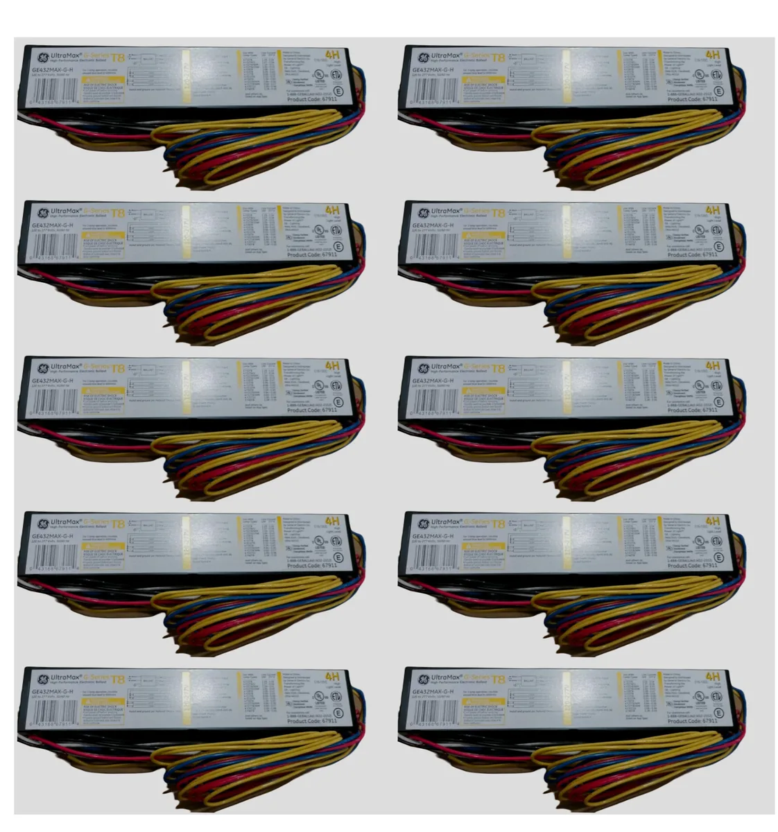 GE GE UltraMax 67911 GE432MAX-G-H 4x 32W T8 120-277V Ballast 10 Pack — product photo