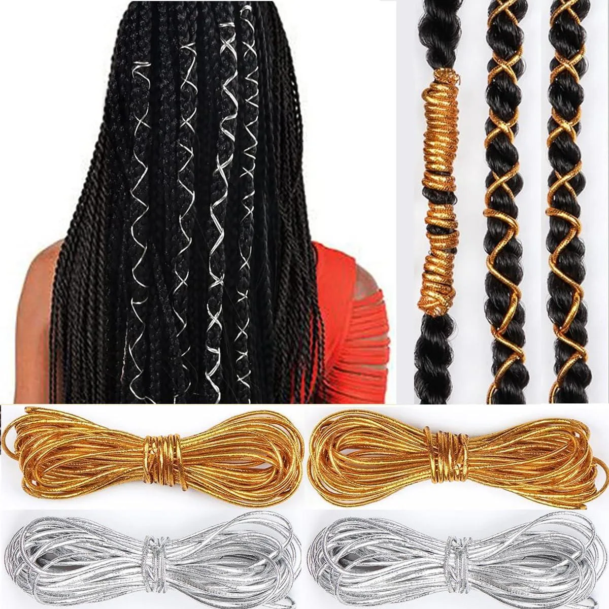  SONGJIE FS2380104 4-Piece 196.8 in Gold Silver Elastic Cord Set — product photo
