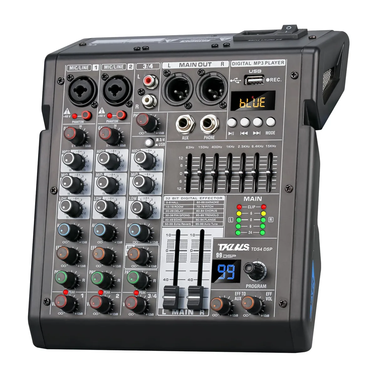  TKLBLS TDS-4DSP 4-Channel Audio Mixer 99 DSP 48V Phantom Power — product photo