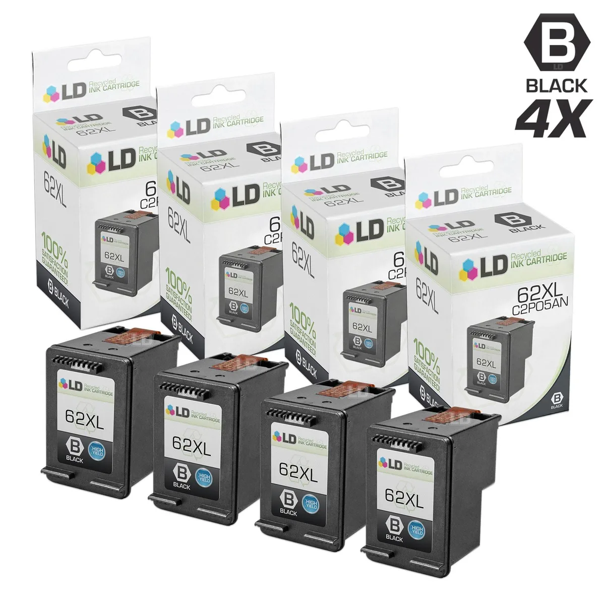 LD Products LD Products 62XL Black Ink Cartridges 4 Pack — product photo