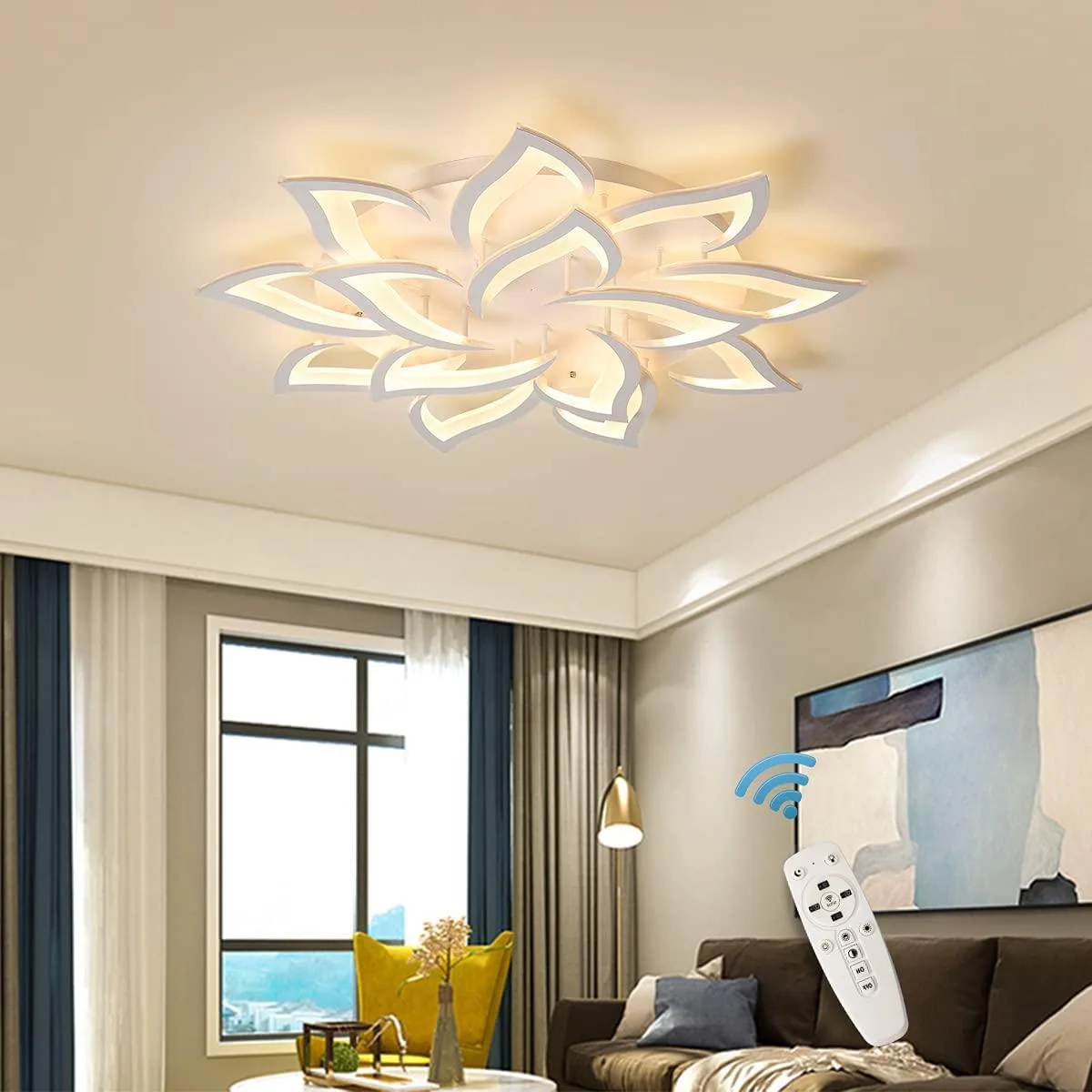 Garwarm Garwarm 14-Head Flower Flush Mount 100 cm White 98W Dimmable Remote — product photo