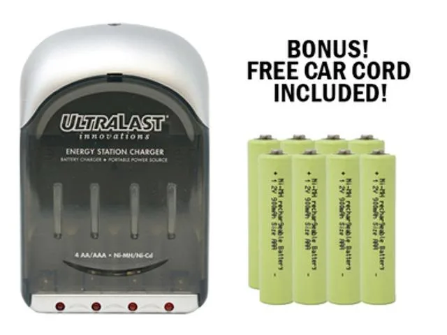 DUSLAN DUSLAN ULINOV3 standard battery charger with 8 AAA 900 mAh NiMH cells — product photo