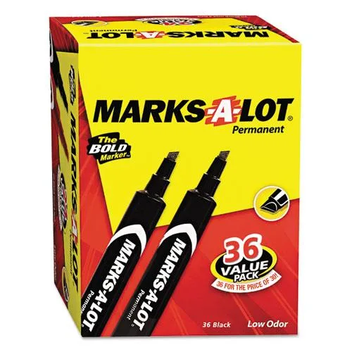 Box of 36 black chisel-tip permanent markers