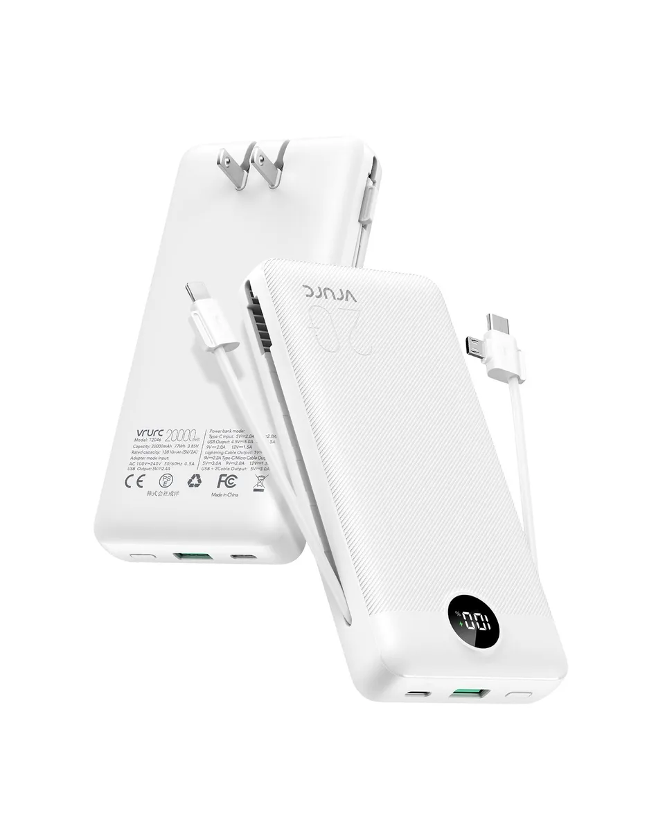 VRURC T2046 20000mAh power bank, white — product photo