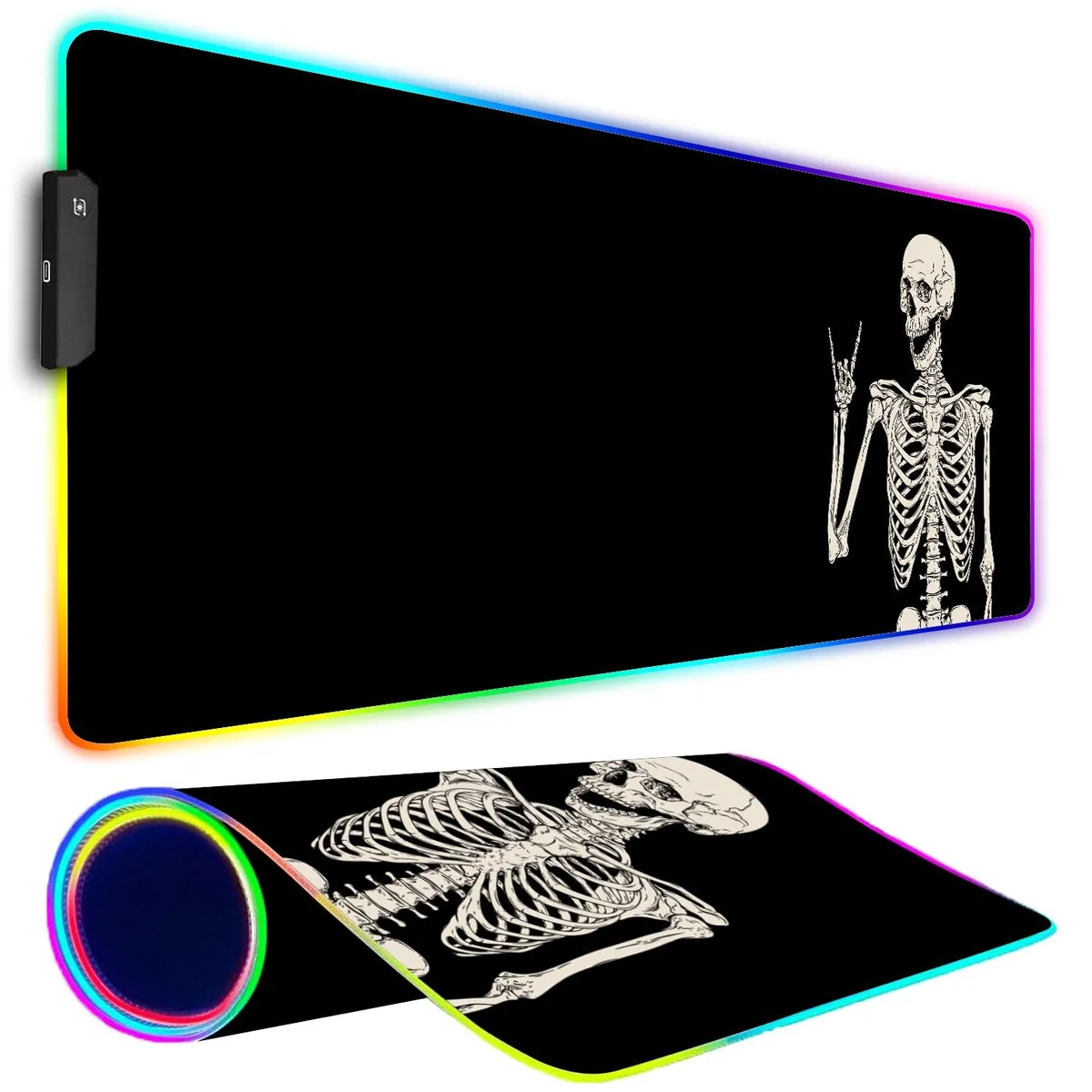 KEHIPI KEHIPI RGB Gaming Mouse Pad 31.5 x 11.8 in Black Human Skeleton — product photo