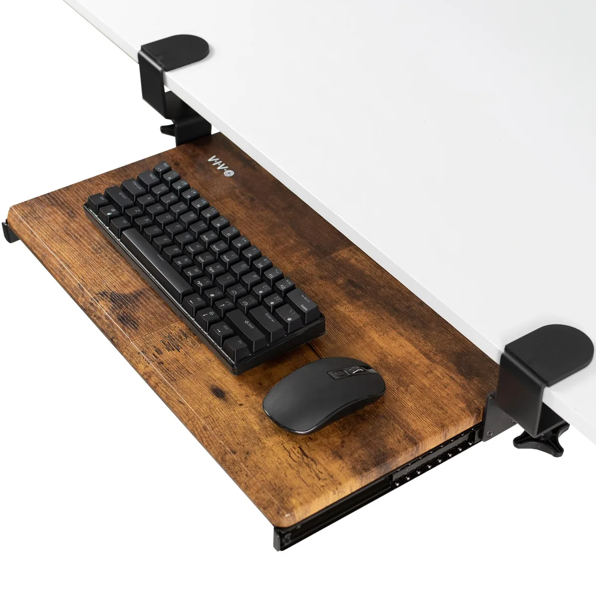 VIVO VIVO Rustic Vintage Brown Small Clamp-on Keyboard Tray 20 x 11 in monitor accessory — product photo