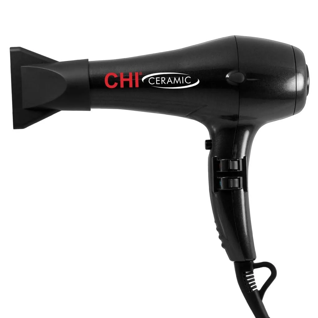 Black ceramic hair dryer with concentrator nozzle