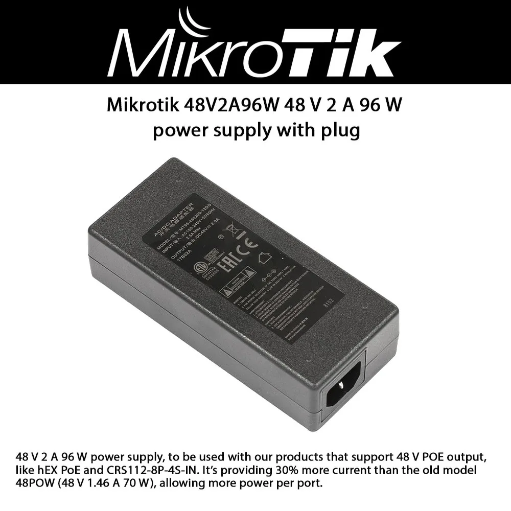 Mikrotik Mikrotik 48V2A96W 48 V 2 A 96 W power supply — product photo