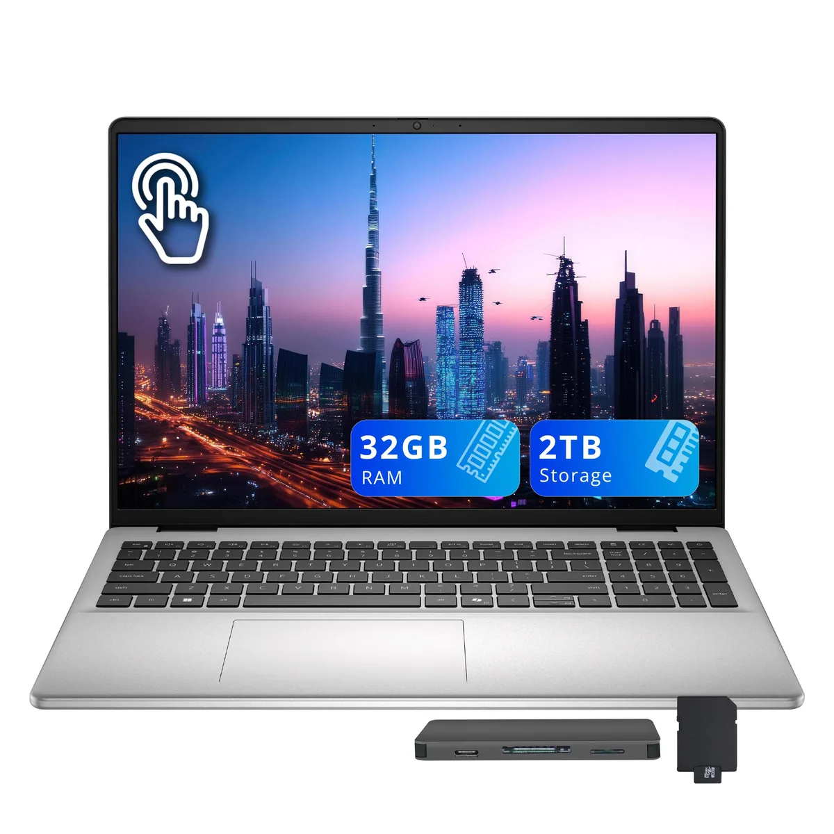 DELL DELL Inspiron 16" Touchscreen Business Laptop Core 5 120U 32GB 1TB SSD+Dock Silver — product photo