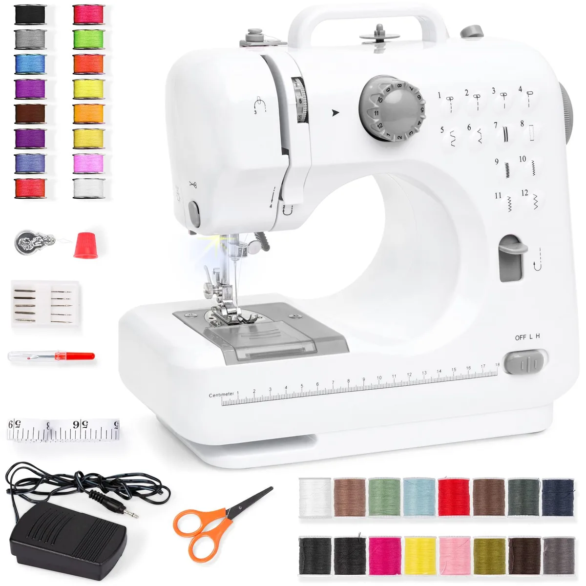 Best Choice Products 6V Portable Sewing Machine 12 Stitch 42-Piece Kit Gray/White — product photo
