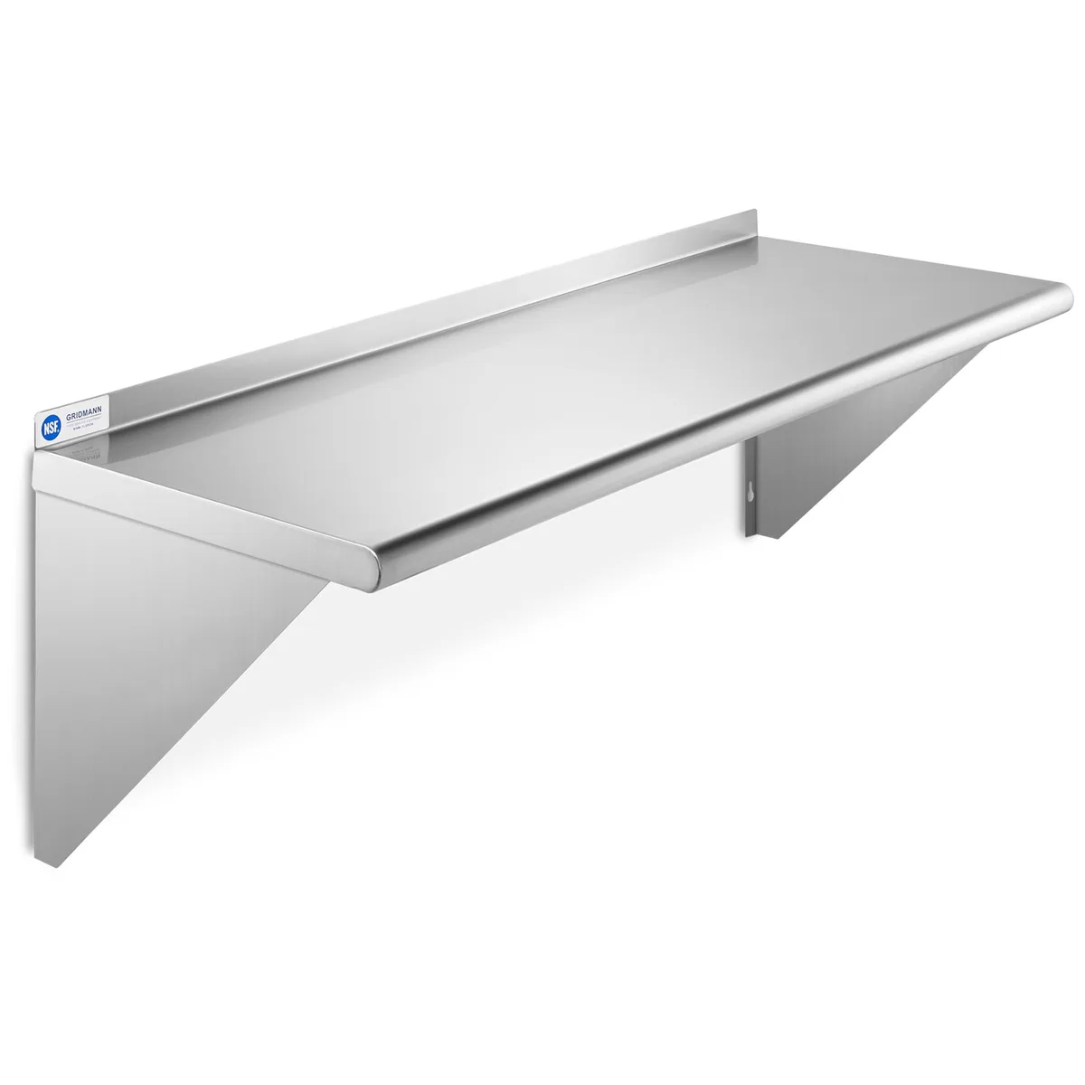 Gridmann Gridmann 12" x 36" Stainless Steel Wall Mount Shelf with Backsplash, 18-Gauge #430, NSF Certified — product photo