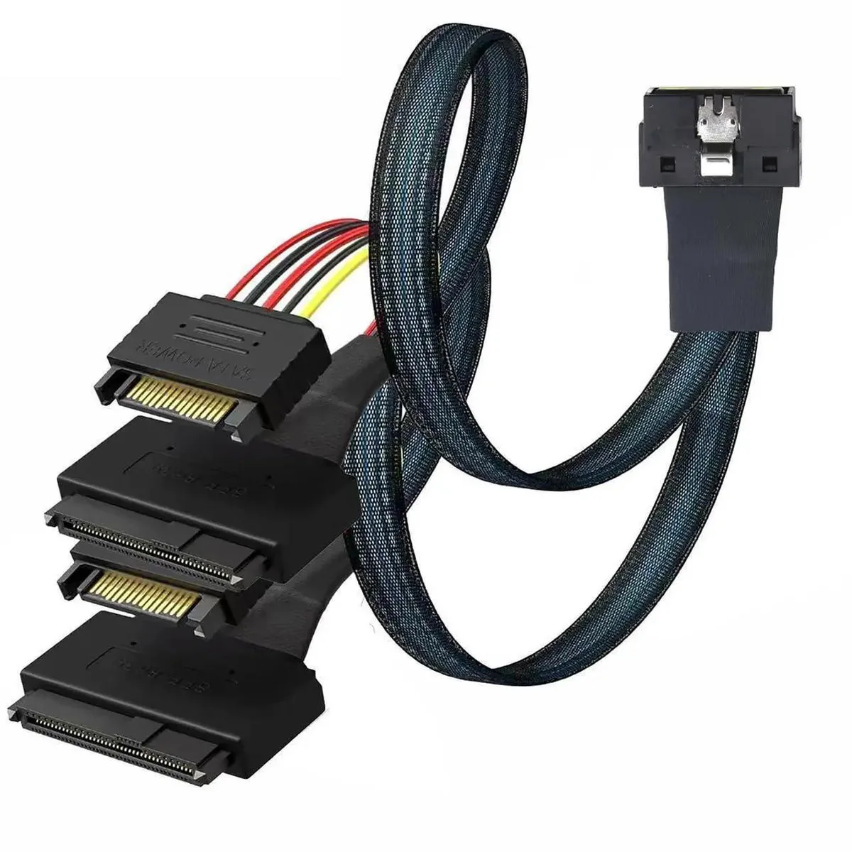 SMUGDESK SMUGDESK SFF-8654 8i 74-pin to Dual SFF-8639 U.2 + 15-pin Cable .8m — product photo