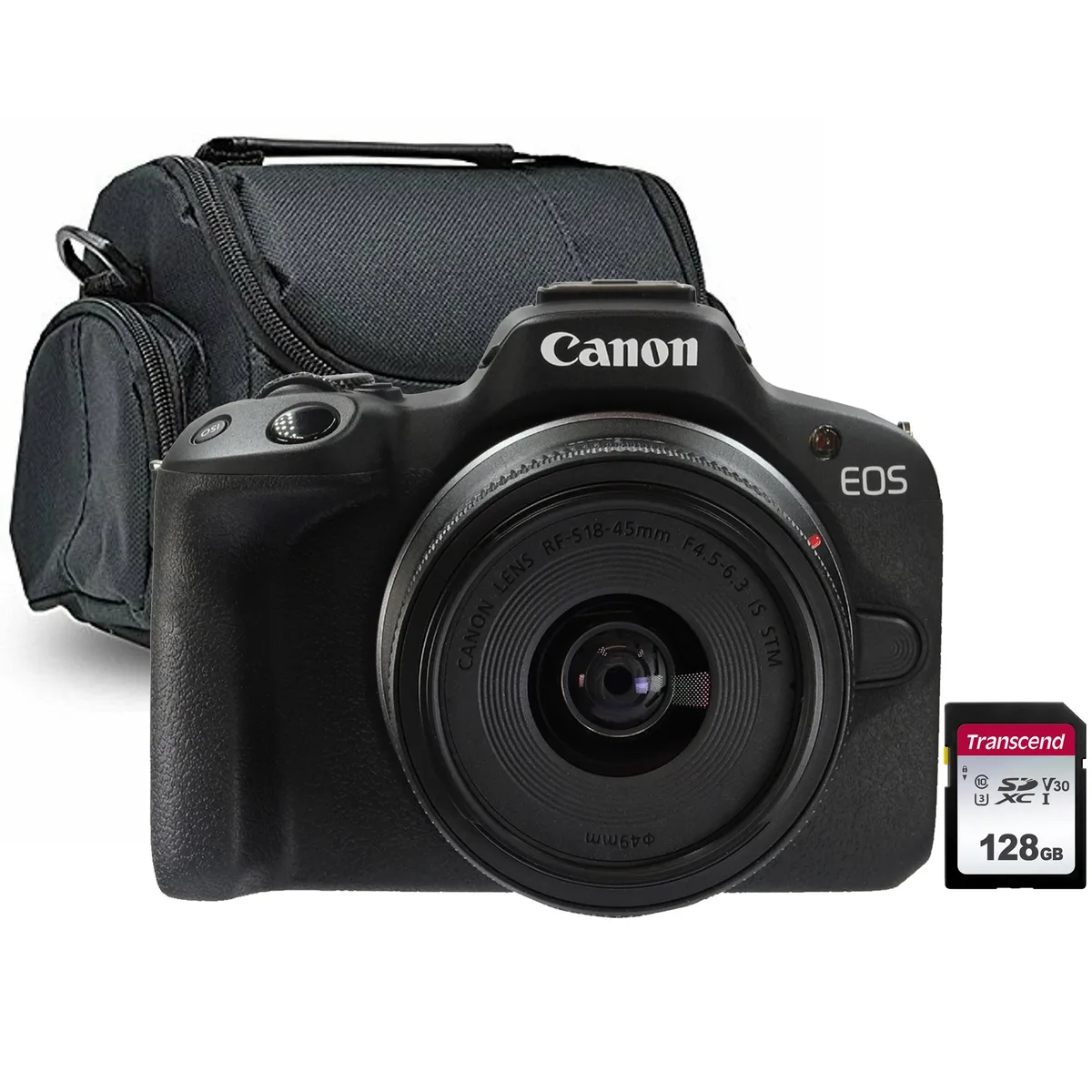 Canon Canon EOS R50 Mirrorless Camera Kit with RF-S 18-45mm f/4.5-6.3 IS STM Lens, 128GB SDXC Card and Case — product photo