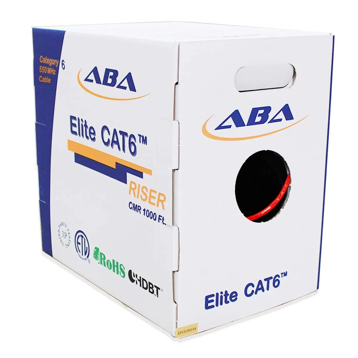 Red Cat6 riser Ethernet cable 1000ft in Reelex II pull box