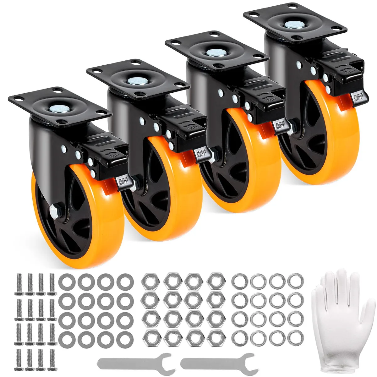 VEVOR VEVOR 5 in Swivel Plate Casters Set of 4 450 lbs PVC Wheels — product photo