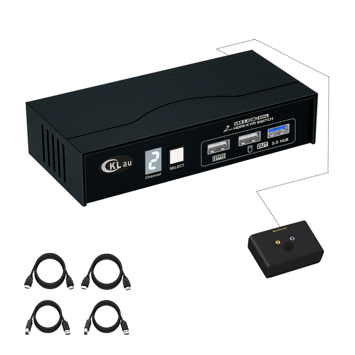 CKLau CKLau USB 3.0 2 Port HDMI KVM Switch 4K60Hz 2K144Hz — product photo