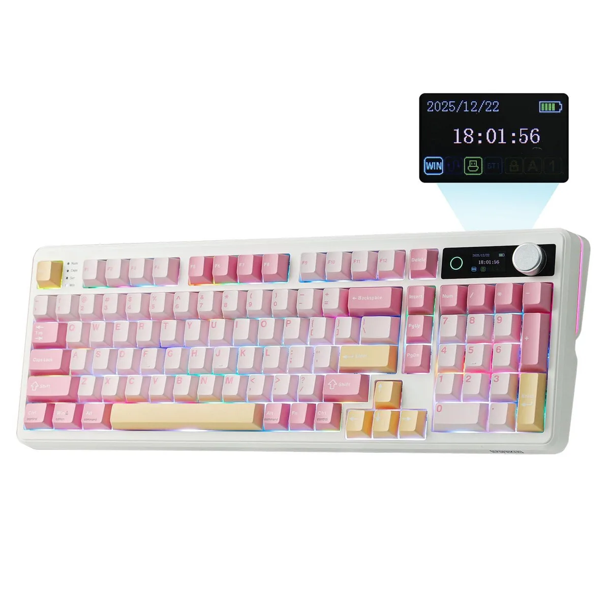  EPOMAKER TH99 PRO 96% Wireless Mechanical Gaming Keyboard with Screen &amp; Knob 10000mAh Pink — product photo