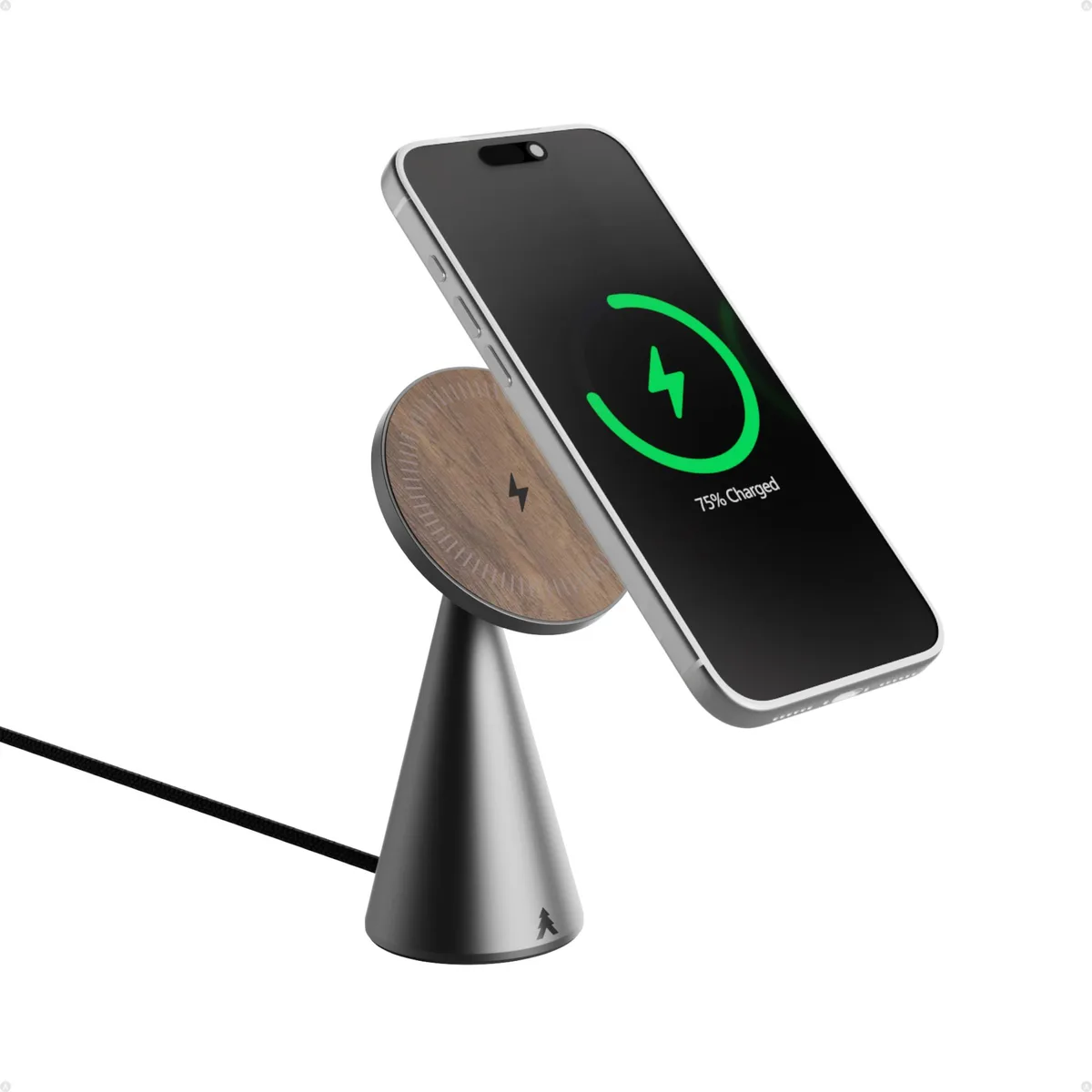 Loha Custom Loha Custom Black Walnut Aluminum Wireless Charger 15W MagSafe Adjustable Stand — product photo