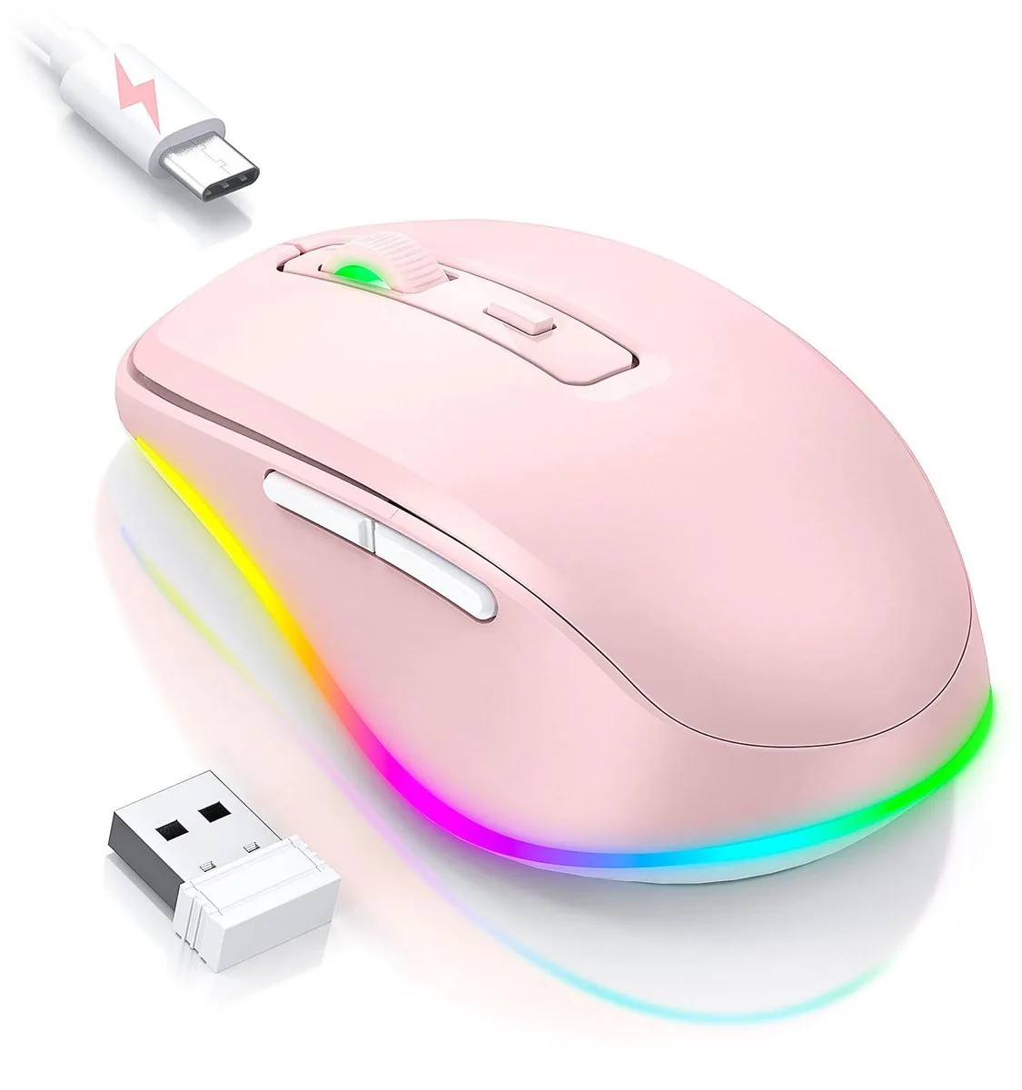  PEIOUS Wireless Mouse Jiggler Pink 2000 DPI 650mAh 80g — product photo