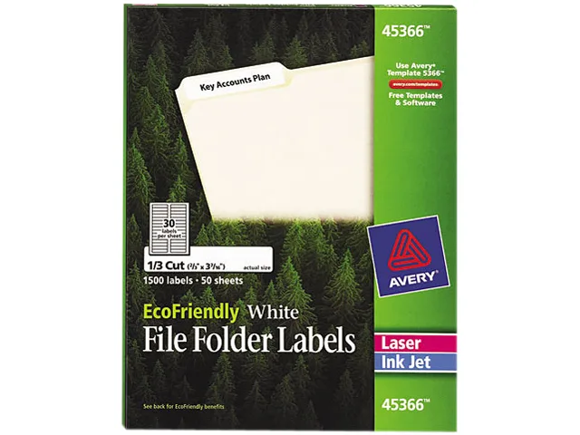 Avery Avery 45366 EcoFriendly File Folder Labels White 1500/Pack — product photo