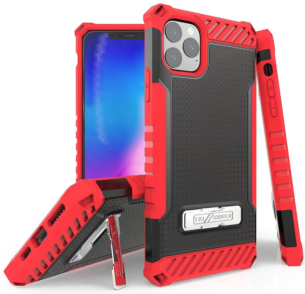 Nakedcellphone Nakedcellphone Tri-Shield Kickstand Case + Lanyard Strap Red for iPhone 11 Pro Max — product photo