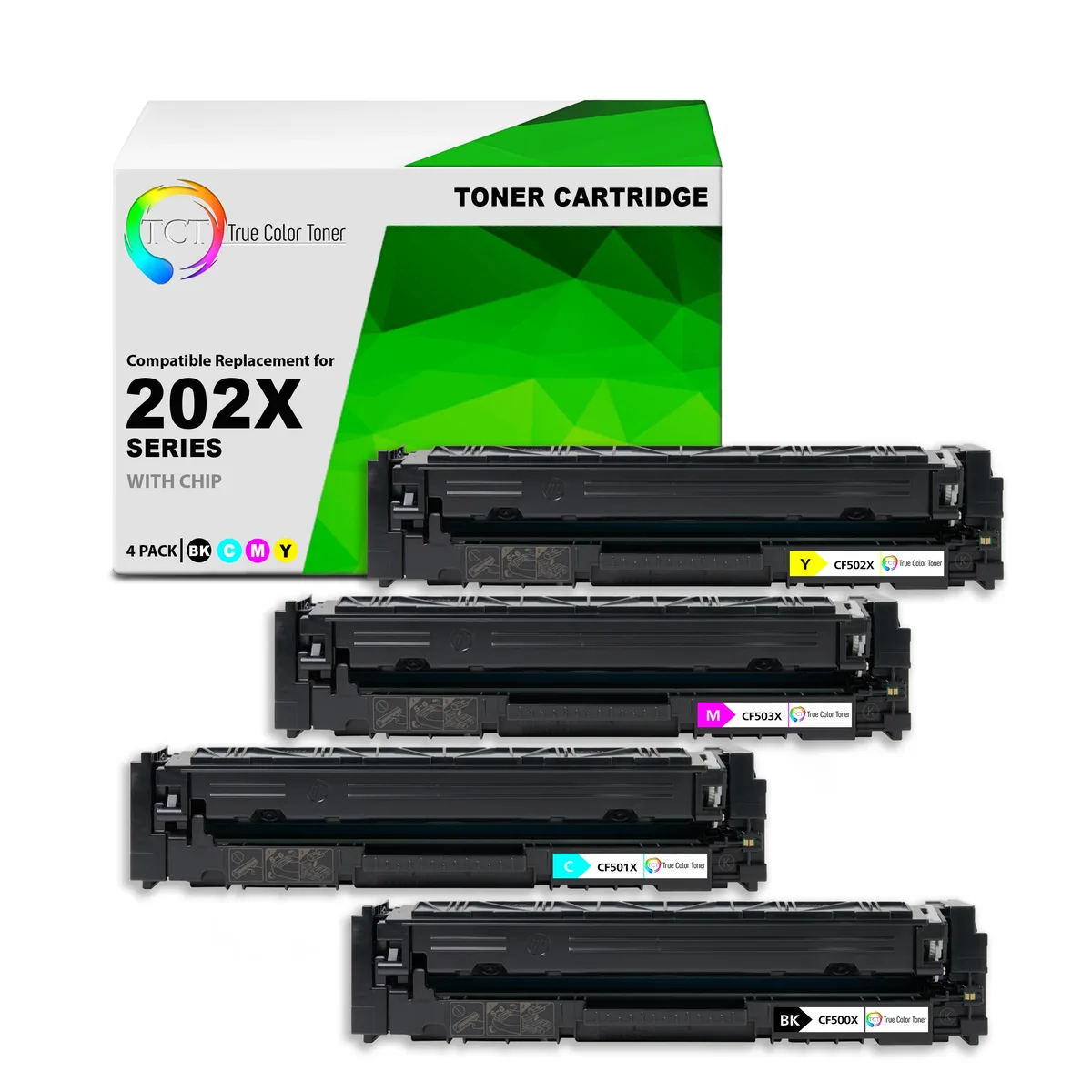 True Color Toner True Color Toner 202X CF500X CF501X CF502X CF503X 4 Pack toner cartridge — product photo