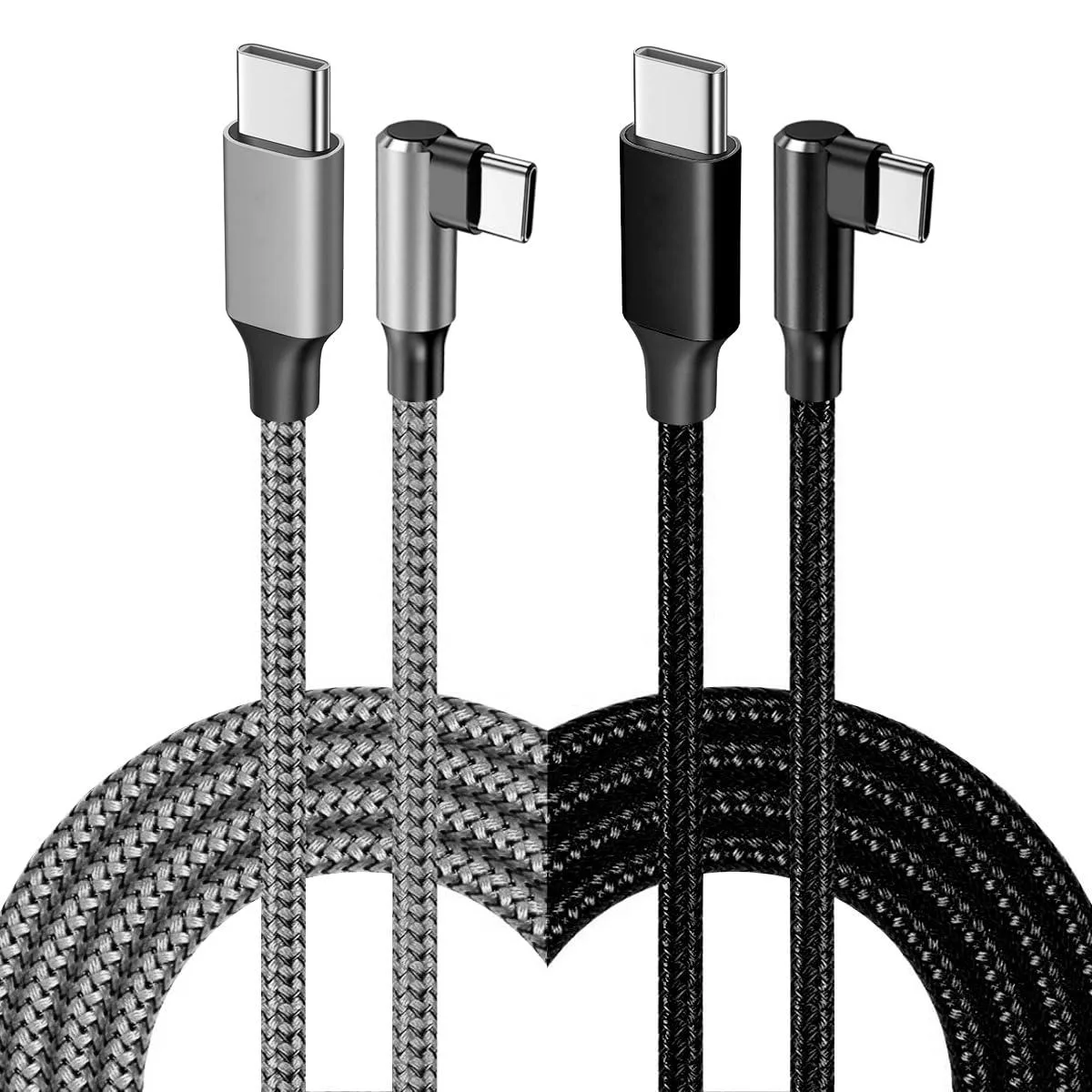 Two orange USB-C cables with right-angle plugs, 3 ft and 6 ft lengths