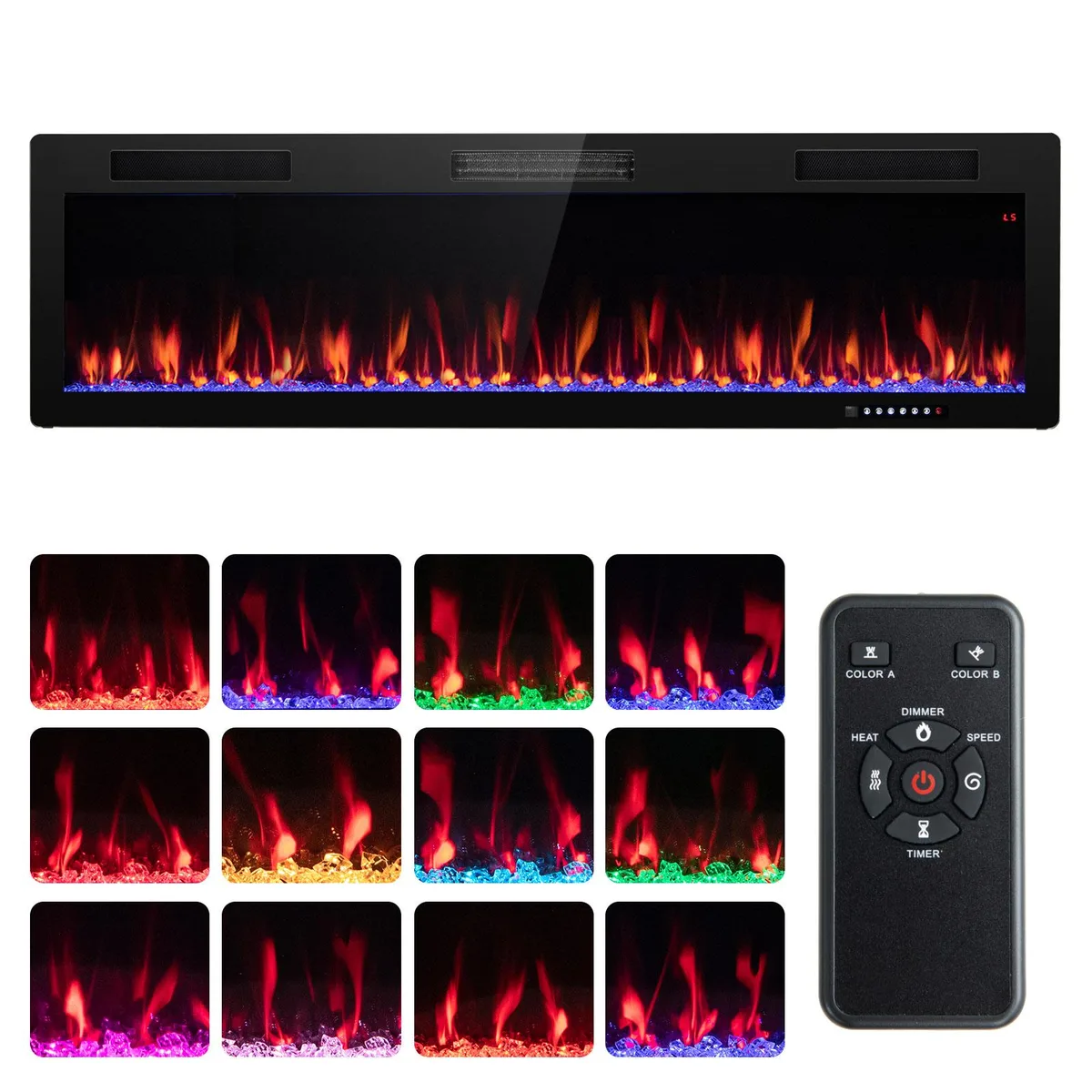 SlickBlue SlickBlue Electric Fireplace 60" Recessed Wall Mounted 750W/1500W — product photo