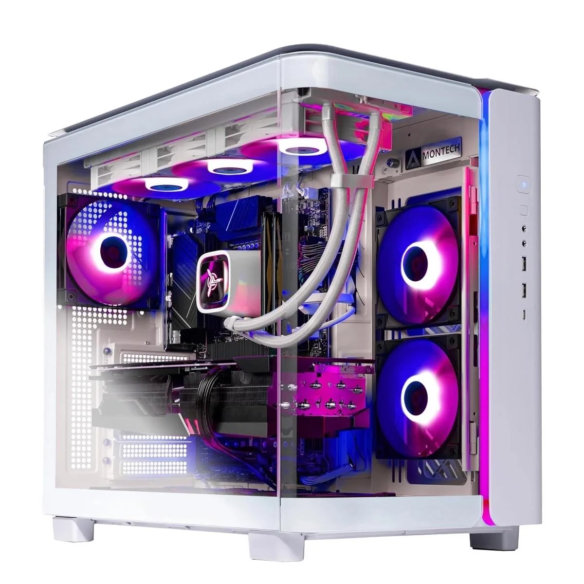 Skytech Skytech King 95 gaming PC, Ryzen 7 9800X3D, RTX 5070 Ti 16GB, 32GB DDR5, 2TB NVMe, 360mm AIO, White — product photo