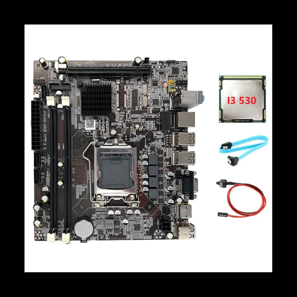 YINGHUA YINGHUA H55 LGA1156 Server Motherboard with I3 530 CPU SATA Cable Switch Cable — product photo