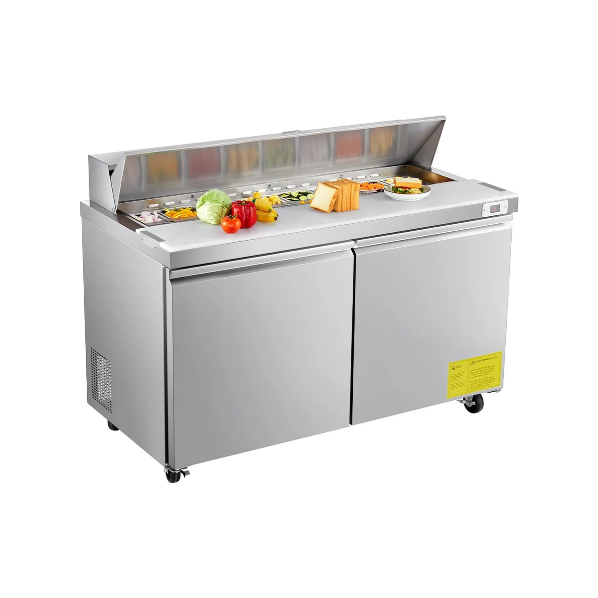 VEVOR VEVOR 60"W 15.4 Cu. Ft Sandwich Prep Table 16 Pans Cutting Board — product photo